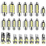 23Pcs Led Interior Light Kit, T10 Interior Car Reading Lights Led Bulbs Led Dome Lights with Decoding Light for for Car Interior Dome Map Door Courtesy License Plate Lights - 8 Models (White)