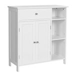 VASAGLE Bathroom Cabinet Floor Cabinet, Freestanding Storage Cabinet with Drawer, 3 Open Compartments, Adjustable Shelves, 29.5 x 11.8 x 31.5 Inches, Scandinavian Style, Matte White UBBC142W01