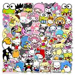 Kawaii Stickers Sets 50Pcs,Cute Hello Kitty Stickers,Cartoon Kuromi Melody Frog Stickers,Waterproof Vinyl Graffiti Sticker Pack for Kids Teens Laptop Skateboard Bike Guitar Laggage Bicycle Party Gift