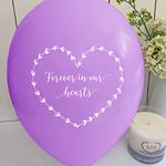 ANGEL & DOVE 25 Purple Funeral Balloons 'Forever In Our Hearts' - Biodegradable, for Memorial, Remembrance, Celebration of Life