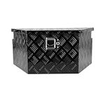 26 Inch Aluminum Trailer Tongue Tool Box, Utility Tool Storage Box for Trailer Tongue with Lock and Keys, 5 Bar Tread Pattern, Waterproof Trailer Tool Box Storage Organizer 26.2"x13.2"x12" black