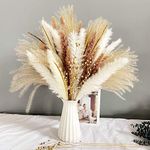 90Pcs Natural Dried Pampas Grass Bouquet Fluffy Pampas Grass Decor Artificial Pampas Grass Home Decor Phragmites Dried Flowers Fluffy and Swinging DIY Boho Plant for Floral Arrangements Decorations