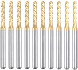 uxcell 10Pcs 2mm Titanium Coat Carbide End Mill Engraving Milling Cutter CNC Router Bits for PCB Machine, 1/8" Shank
