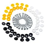 48PCS Caps and Screws Car License Plate Fixing Fitting Kit Car Number Plate Fixing Fitting Kit (White Yellow & Black Caps)