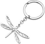 RAIDIN Stainless Steel Gold Silver Plated Cute Dragonfly Keychains Keyring Gifts for Women Girls Car Purse Keys Accessories (Silver-032)