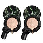 2PCS Mushroom Head Air Cushion CC Cream Natural Moisturizing Full Coverage Foundation Brightening Pigment BB Cream Matte Foundation Set Gift For Women (Natural)