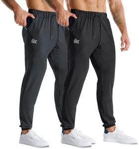 BROKIG Mens Lightweight Gym Jogger,Workout Running Pants,XL,Black+Grey