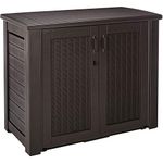 Rubbermaid Patio Chic Outdoor Storage Collection Cabinet, Black Oak Rattan