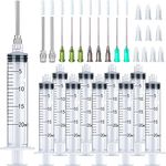 Injection Syringe 20ml Blunt Tip Syringes Luer Lock 12Ga 14Ga 16Ga 18Ga Blunt Needle with Caps, for Epoxy Resin Oil Glue Ink Injector Craft Paint Industrial adhesives sealants lubricants Lab Science