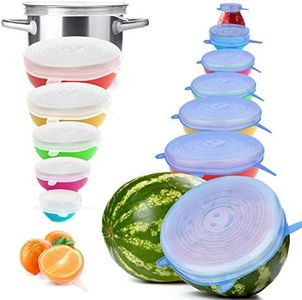 Reusable Premium Silicone Stretch and Seal Lids 14PCS for Food Storage, Flexible Round Silicone Bowl Covers, 7 Different Sizes - Keep Food Fresh, by YXYL