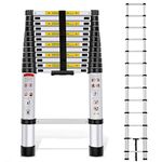 Nestling 12.5ft/3.8M Telescopic Ladder, Aluminium Loft Ladder Extendable, Max Load 150kg/330lb, Adjustable Step, for Decorating, Painting