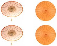Koyal Wholesale 32-Inch Paper Parasol, 4-Pack Umbrella for Wedding, Bridesmaids, Party Favors, Summer Sun Shade (4, Orange)