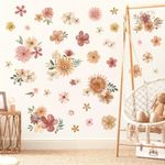 decalmile Boho Daisy Flower Wall Decals Bohemian Retro Watercolor Floral Wall Stickers Baby Nursery Girls Bedroom Living Room Wall Decor