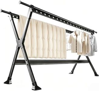 Purexa 53-93 Inches Heavy Duty Foldable Clothes Drying Rack, Aluminum Alloy and Carbon Steel Laundry Rack for Indoor & Outdoor Use, 38 Windproof Hanging Holes & 4 Telescopic Hanging Rods