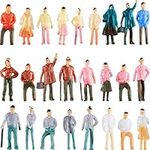 Gejoy 100 Pieces People Figurines 1:75 Scale Model Trains Architectural Plastic People Figures Tiny People Sitting and Standing for Miniature Scenes