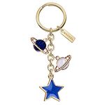 Monnel Z561 Little Star Saturns Keychain Charms Pendants with Velvet Bag (White Blue), Multicoloured, Small