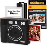 KODAK Mini Shot 4 ERA 4PASS 2-in-1 Instant Camera and Photo Printer (4x4) (Black, Camera + 70 Sheets)