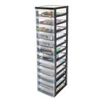 Iris Ohyama, Plastic Drawers Storage Unit, Plastic Storage Drawers, A4 Format & 4 Wheels, H120cm/12 Drawers, BPA Free, Black, W40 x D29 x H120cm, DC-012