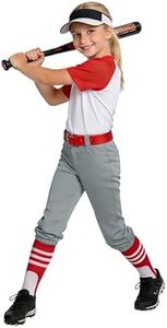 MIVEI 2T - 16Y Girls' Softball Pants - Youth Boys Toddler Baseball Pants Kids Tball Fastpitch Pants with Pocket Belt Loop Light Grey
