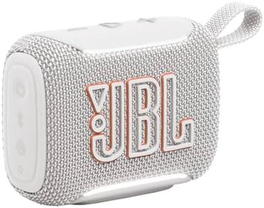 JBL GO 5 Ultra‑tragbarer Bluetooth‑Lautsprecher mit großem JBL Pro Sound und kräftigem Bass, AirTouch‑Pairing, wasserdichtes Design, 10 Stunden Wiedergabezeit, Weiß