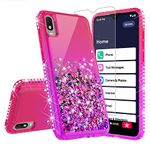 Case for Jitterbug Smart 3 (2021) for Seniors (aka Lively Smart) Liquid Glitter Phone Case w[Tempered Glass Screen Protector] Bling Diamond Girls Women - Hot Pink/Purple