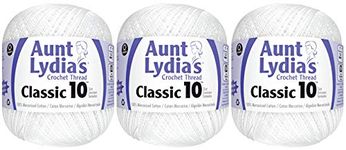 3-Pack - Aunt Lydia's Classic Crochet Thread - White - Size 10 Value Pack - 1000 Yards Each