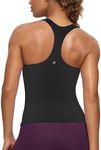 CRZ YOGA Butterluxe Built in Shelf Bras Workout Tank Tops Women Racerback Athletic Yoga Camisole Black Medium