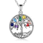 YAFEINI Tree of Life Necklace Sterling Silver Chakra Tree of Life Pendant Necklace Tree of Life Jewellery for Women