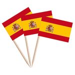 100 Pcs Spain Toothpick Flag Toothpicks Flags for Cocktail and Cake Decoration at Parties Celebrations and Sports Events