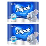 Selpak Imported 3Ply Toilet Tissue Paper - 24 Rolls/Pack (Pack of 2)