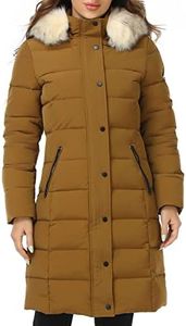 PUREMSX Winter Coats for Women, Warm Insulated Thick Puffer Skiing Camping Outdoor Padded Long Jacket Parka Gifts for Wife,Mocha,X-Small