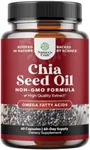 Chia Seed Oil Extract Capsules - Plant Based Omega 3 6 9 Supplement and Daily Fiber Capsules for Adults Digestive Support Immunity and Heart Health - Omega 3 Fatty Acids Supplement for Men and Women