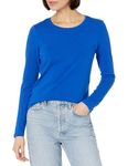 Amazon Essentials Women's Classic-Fit Long-Sleeve Crewneck T-Shirt (Available in Plus Size), Bright Blue, L