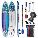 11'4''Inflatable Paddle Board with Kayak Seat, Premium Paddle Board Accessories, Non-Slip Comfort Deck, Dual Bungees, Camera Mount, Stand Up Paddleboard Inflatable for Adults, Paddleboarding,Surfing