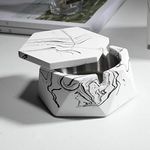 Ceramic Ashtray with Lid Windproof Hand Stamped Pattern Ashtrays for Home or Outdoor (Marble)