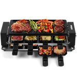 Raclette Grill, CUSIMAX Electric Indoor Grill Portable Korean BBQ Grill with Cool Touch Handles, Raclette Table Grill with Non-stick Plate, 8 Raclette Pans & Wooden Spatulas for Party and Family Fun