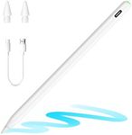 Stylus Pen for iPad 9th&10th Generation-2X Wireless Charge Active Pencil Compatible with 2018-2024 Apple iPad Pro 11"/12.9"/M4, iPad Air 3/4/5/M2, iPad 6-10, iPad Mini 5/6 Gen-White