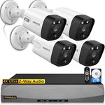 (4K/8.0 Megapixel & 130° Ultra Wide-Angle) with Audio PoE Dome Outdoor Home Security Camera System, Wired Outdoor Surveillance IP Cameras System