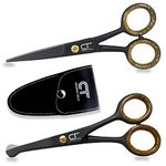 CT 4.5" Small Hair Scissors Set - Moustache & Beard Trimming for Men, Precise Facial Ear Nose Pubic Haircutting Round Tip Scissors for Baby Kids