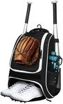 Youth Baseball Bag - Bat Backpack for Baseball, T-Ball & Softball Equipment & Gear, Bat & Glove Holder Gift, Large Main Compartment for Helmet & accessories, Separate Shoes Compartment, Fence Hook