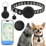 Cat GPS Tracker with Collar, Dog Tracker No Monthly Fee Compatible with iOS and Android, Real-Time Tracking Dog Cat GPS Pet Tracker, Dog Collar Holder with Tracking Device, IPX6 Waterproof - Black