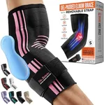 DR. BRACE® Elite Elbow Brace Support, Breathable Elbow Compression Sleeve with Gel Pad for Golfer's, Tennis Elbow & Tendonitis Treatment & Pain Relief 2024 (Black-Pink, Small)