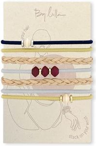 By Lilla Hair Ties No Damage - Galentines Gifts and Updo Hair Accessories - Decorative Ponytail Elastics - Vanity Stretch Bracelet Jewelry for Women - Boutique Fashion Stacks in Silver, Beads (Fedora)