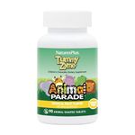 NaturesPlus Animal Parade Tummy Zyme Children’s Digestion Support - Active Enzymes, Lactase, Live Probiotics - Vegetarian, Gluten Free - Tropical Fruit Flavour, 90 Chewables