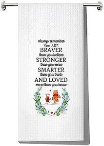 LEVLO Friendship Kitchen Towel Friend Gift You are Braver Stronger Smarter Than You Think Motivational Dish Towel for Friend Family (Winnie Pooh Towel)