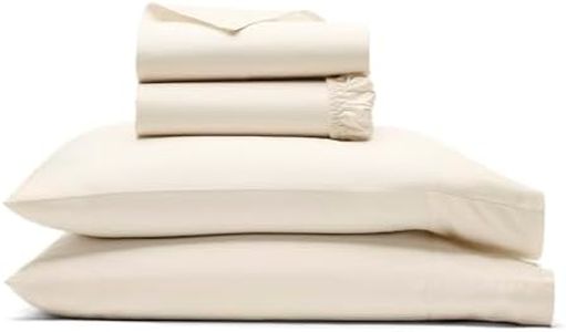 BOLL & BRANCH Signature Hemmed Sheet Set – Luxury 100% Organic Cotton – 1 Flat Sheet, 1 Fitted Sheet and 2 Pillowcases with 7” Hemline – Buttery Soft and Breathable, Natural, Queen