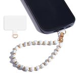 Lostars Marble Beaded iPhone Wrist Strap,Detachable Phone Bracelet Strap with Tether Tab,Hands-Free Phone Wristlet Strap (Marble-White)