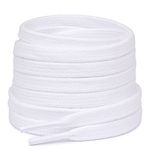 Stepace [2 Pairs] 100% Cotton Flat Shoe Laces 5/16" Wide Shoelaces for Sneaker Running Athletic Shoes White 120