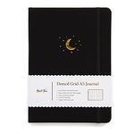 Yop & Tom A5 Dot Grid Journal - Moon and Stars - Dotted Notebook With Extra Thick Paper (160 GSM) - Includes Grid Guide - Bullet Grid Journal - Charcoal