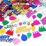 ZHIHUI Colorful Assorted Happy Birthday Confetti, Multicolor Table Confetti Bag, Rainbow Party Decorations Table Decor Cards Sprinkles Women Gifts 15 g